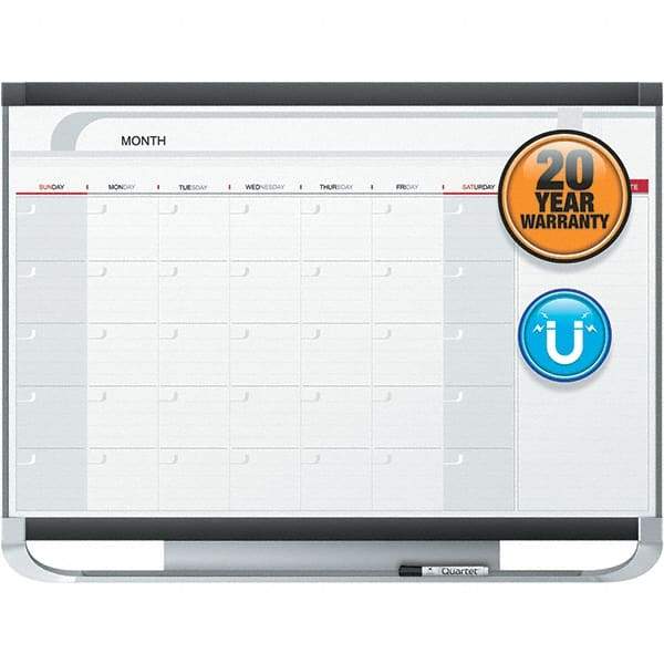 Quartet - 24" High x 36" Wide Magnetic Dry Erase Calendar - Fiberboard/Plastic Frame, Includes Dry-Erase Marker & Mounting Kit - Apex Tool & Supply