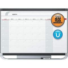 Quartet - 24" High x 36" Wide Magnetic Dry Erase Calendar - Fiberboard/Plastic Frame, Includes Dry-Erase Marker & Mounting Kit - Apex Tool & Supply