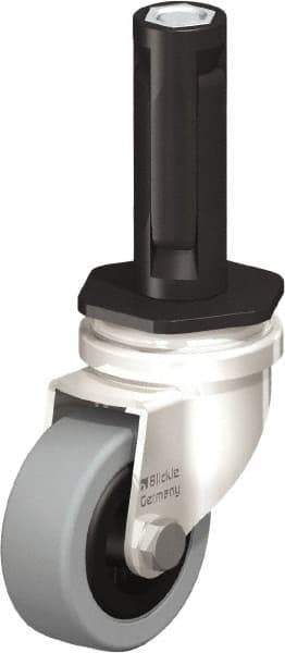 Blickle - 2" Diam x 45/64" Wide x 2-13/16" OAH Stem Mount Swivel Caster - Solid Rubber, 88 Lb Capacity, Plain Bore Bearing, Round Stem - Apex Tool & Supply