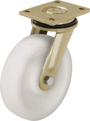 Blickle - 5" Diam x 1-31/32" Wide x 6-11/16" OAH Top Plate Mount Swivel Caster - Impact-Resistant Nylon, 1,650 Lb Capacity, Plain Bore Bearing, 5-1/2 x 4-3/8" Plate - Apex Tool & Supply