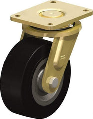 Blickle - 8" Diam x 3-9/64" Wide x 10-1/32" OAH Top Plate Mount Swivel Caster - Solid Rubber, 1,870 Lb Capacity, Ball Bearing, 6-7/8 x 5-1/2" Plate - Apex Tool & Supply
