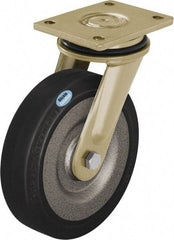 Blickle - 10" Diam x 2-23/64" Wide x 12" OAH Top Plate Mount Swivel Caster - Solid Rubber, 1,870 Lb Capacity, Ball Bearing, 6-7/8 x 5-1/2" Plate - Apex Tool & Supply