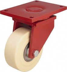 Blickle - 8" Diam x 3-9/64" Wide x 11-1/64" OAH Top Plate Mount Swivel Caster - Impact-Resistant Cast Nylon, 9,900 Lb Capacity, Ball Bearing, 10 x 7-7/8" Plate - Apex Tool & Supply