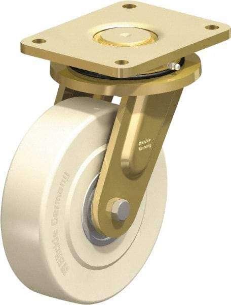Blickle - 8" Diam x 2-5/32" Wide x 10-1/32" OAH Top Plate Mount Swivel Caster - Impact-Resistant Cast Nylon, 6,600 Lb Capacity, Ball Bearing, 6-7/8 x 5-1/2" Plate - Apex Tool & Supply