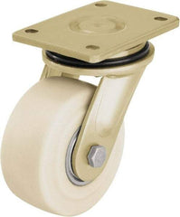 Blickle - 5" Diam x 2-5/32" Wide x 6-11/16" OAH Top Plate Mount Swivel Caster - Impact-Resistant Cast Nylon, 3,850 Lb Capacity, Ball Bearing, 5-1/2 x 4-3/8" Plate - Apex Tool & Supply