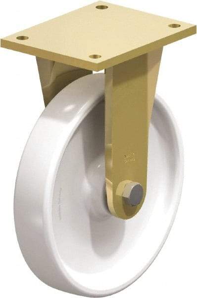 Blickle - 10" Diam x 1-31/32" Wide x 12" OAH Top Plate Mount Rigid Caster - Impact-Resistant Nylon, 3,300 Lb Capacity, Plain Bore Bearing, 6-7/8 x 5-1/2" Plate - Apex Tool & Supply