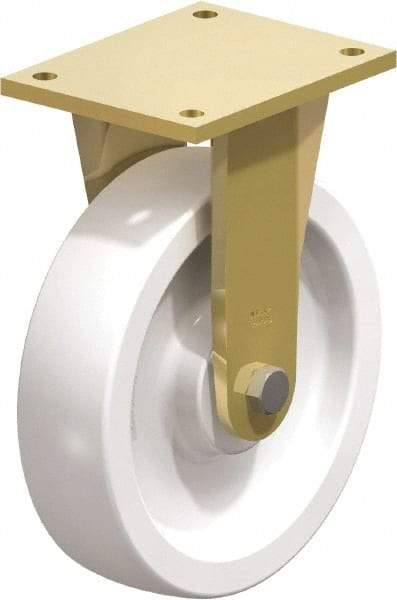 Blickle - 10" Diam x 2-9/16" Wide x 12" OAH Top Plate Mount Rigid Caster - Impact-Resistant Nylon, 4,400 Lb Capacity, Plain Bore Bearing, 6-7/8 x 5-1/2" Plate - Apex Tool & Supply