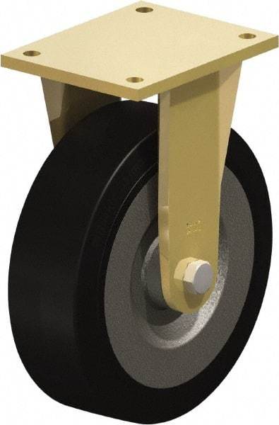 Blickle - 10" Diam x 3-9/64" Wide x 12" OAH Top Plate Mount Rigid Caster - Solid Rubber, 2,200 Lb Capacity, Ball Bearing, 6-7/8 x 5-1/2" Plate - Apex Tool & Supply