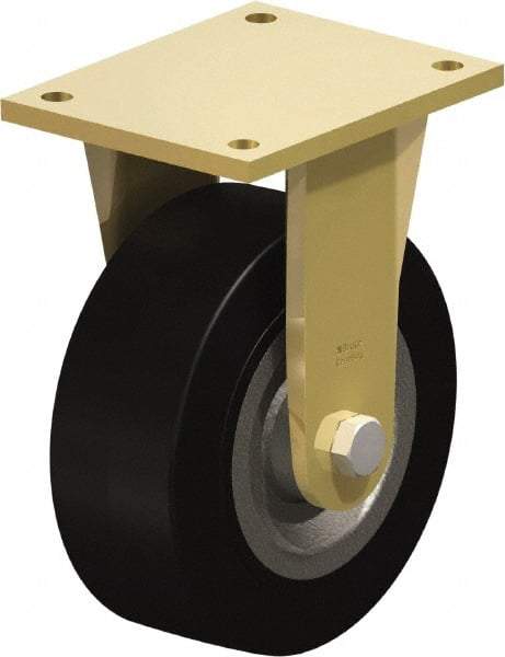 Blickle - 8" Diam x 3-9/64" Wide x 10-1/32" OAH Top Plate Mount Rigid Caster - Solid Rubber, 1,870 Lb Capacity, Ball Bearing, 6-7/8 x 5-1/2" Plate - Apex Tool & Supply
