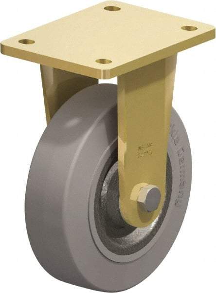 Blickle - 6-1/2" Diam x 1-31/32" Wide x 8-5/64" OAH Top Plate Mount Rigid Caster - Solid Rubber, 990 Lb Capacity, Ball Bearing, 5-1/2 x 4-3/8" Plate - Apex Tool & Supply