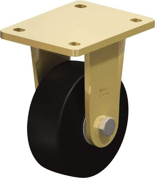 Blickle - 5" Diam x 1-31/32" Wide x 6-11/16" OAH Top Plate Mount Rigid Caster - Solid Rubber, 704 Lb Capacity, Ball Bearing, 5-1/2 x 4-3/8" Plate - Apex Tool & Supply