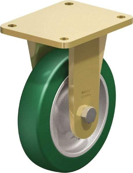 Blickle - 8" Diam x 1-31/32" Wide x 9-41/64" OAH Top Plate Mount Rigid Caster - Polyurethane-Elastomer Blickle Softhane, 1,760 Lb Capacity, Ball Bearing, 5-1/2 x 4-3/8" Plate - Apex Tool & Supply