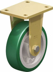 Blickle - 6-1/2" Diam x 1-31/32" Wide x 8-5/64" OAH Top Plate Mount Rigid Caster - Polyurethane-Elastomer Blickle Softhane, 1,320 Lb Capacity, Ball Bearing, 5-1/2 x 4-3/8" Plate - Apex Tool & Supply