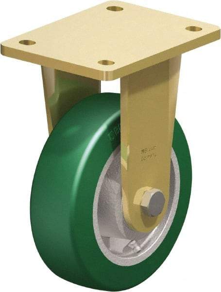 Blickle - 6" Diam x 1-31/32" Wide x 7-7/8" OAH Top Plate Mount Rigid Caster - Polyurethane-Elastomer Blickle Softhane, 1,210 Lb Capacity, Ball Bearing, 5-1/2 x 4-3/8" Plate - Apex Tool & Supply
