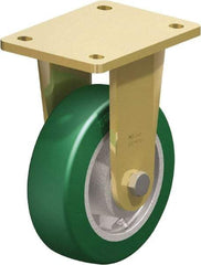 Blickle - 6" Diam x 1-31/32" Wide x 7-7/8" OAH Top Plate Mount Rigid Caster - Polyurethane-Elastomer Blickle Softhane, 1,210 Lb Capacity, Ball Bearing, 5-1/2 x 4-3/8" Plate - Apex Tool & Supply