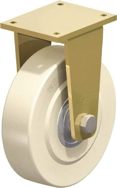 Blickle - 12" Diam x 3-9/64" Wide x 14-61/64" OAH Top Plate Mount Rigid Caster - Impact-Resistant Cast Nylon, 13,200 Lb Capacity, Ball Bearing, 10 x 7-7/8" Plate - Apex Tool & Supply
