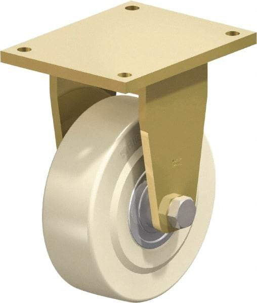 Blickle - 10" Diam x 3-9/64" Wide x 13" OAH Top Plate Mount Rigid Caster - Impact-Resistant Cast Nylon, 13,200 Lb Capacity, Ball Bearing, 10 x 7-7/8" Plate - Apex Tool & Supply