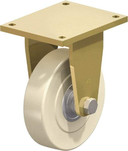 Blickle - 10" Diam x 2-9/16" Wide x 13" OAH Top Plate Mount Rigid Caster - Impact-Resistant Cast Nylon, 11,000 Lb Capacity, Ball Bearing, 10 x 7-7/8" Plate - Apex Tool & Supply