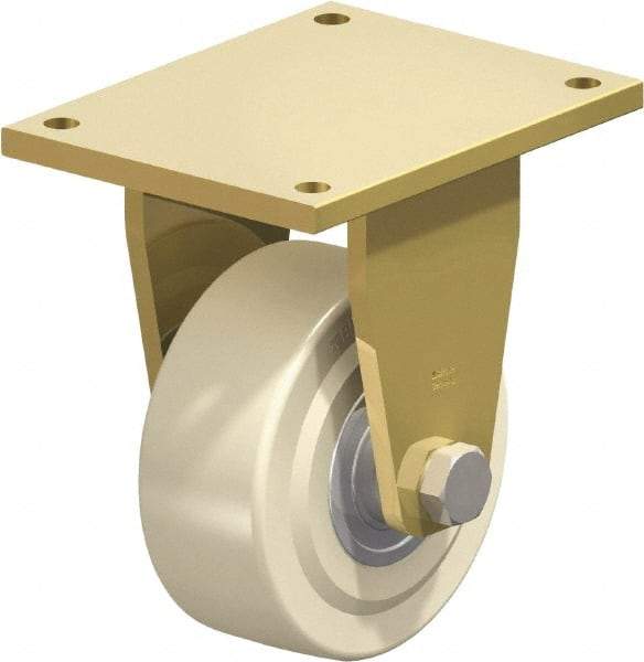 Blickle - 8" Diam x 3-9/64" Wide x 11-1/64" OAH Top Plate Mount Rigid Caster - Impact-Resistant Cast Nylon, 9,900 Lb Capacity, Ball Bearing, 10 x 7-7/8" Plate - Apex Tool & Supply