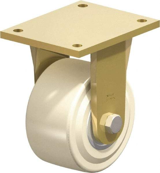 Blickle - 6" Diam x 3-9/64" Wide x 8-5/64" OAH Top Plate Mount Rigid Caster - Impact-Resistant Cast Nylon, 6,600 Lb Capacity, Ball Bearing, 6-7/8 x 5-1/2" Plate - Apex Tool & Supply