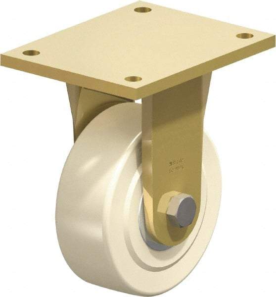 Blickle - 6" Diam x 2-5/32" Wide x 8-5/64" OAH Top Plate Mount Rigid Caster - Impact-Resistant Cast Nylon, 5,500 Lb Capacity, Ball Bearing, 6-7/8 x 5-1/2" Plate - Apex Tool & Supply