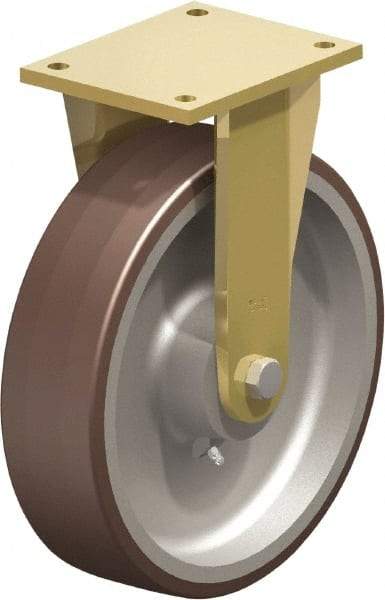 Blickle - 12" Diam x 3-9/64" Wide x 13-31/32" OAH Top Plate Mount Rigid Caster - Polyurethane-Elastomer Blickle Besthane, 5,280 Lb Capacity, Ball Bearing, 6-7/8 x 5-1/2" Plate - Apex Tool & Supply