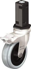 Blickle - 3" Diam x 63/64" Wide x 3-31/32" OAH Stem Mount Swivel Caster with Brake - Solid Rubber, 132 Lb Capacity, Plain Bore Bearing, Square Stem - Apex Tool & Supply