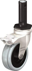 Blickle - 3" Diam x 63/64" Wide x 3-31/32" OAH Stem Mount Swivel Caster with Brake - Solid Rubber, 132 Lb Capacity, Plain Bore Bearing, Round Stem - Apex Tool & Supply