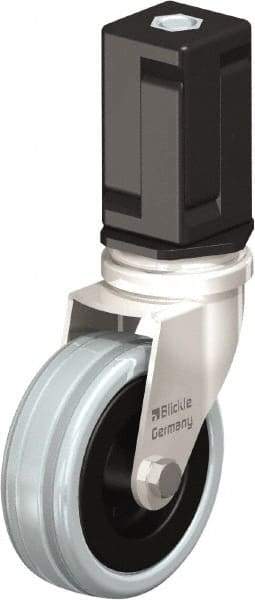 Blickle - 3" Diam x 63/64" Wide x 3-31/32" OAH Stem Mount Swivel Caster - Solid Rubber, 132 Lb Capacity, Plain Bore Bearing, Square Stem - Apex Tool & Supply