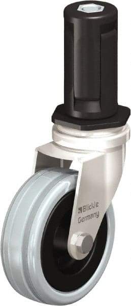 Blickle - 3" Diam x 63/64" Wide x 3-31/32" OAH Stem Mount Swivel Caster - Solid Rubber, 132 Lb Capacity, Plain Bore Bearing, Round Stem - Apex Tool & Supply
