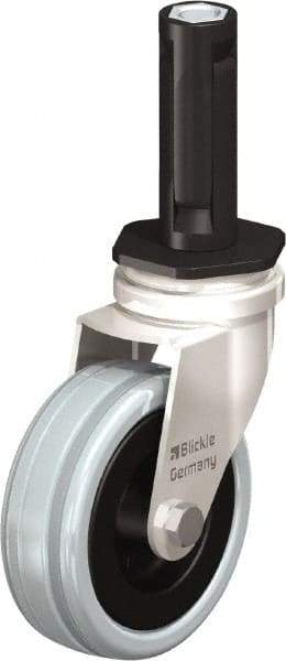 Blickle - 3" Diam x 63/64" Wide x 3-31/32" OAH Stem Mount Swivel Caster - Solid Rubber, 132 Lb Capacity, Plain Bore Bearing, Round Stem - Apex Tool & Supply