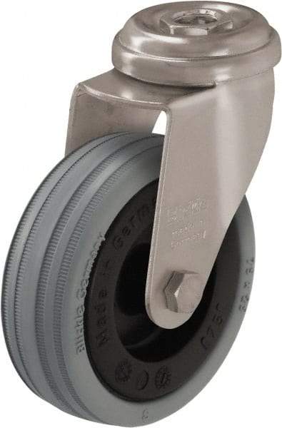 Blickle - 2" Diam x 45/64" Wide x 2-23/32" OAH Hollow Kingpin Mount Swivel Caster - Solid Rubber, 88 Lb Capacity, Plain Bore Bearing, Hollow Kingpin Stem - Apex Tool & Supply