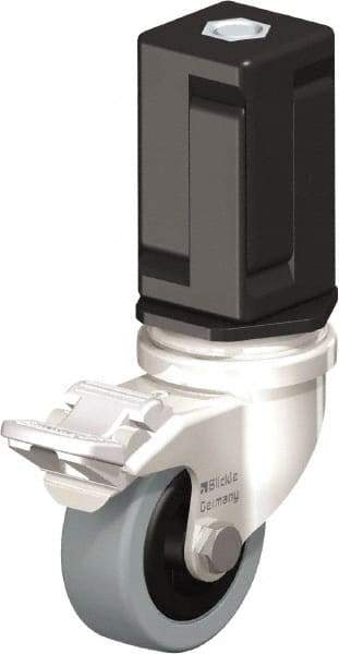 Blickle - 2" Diam x 45/64" Wide x 2-13/16" OAH Stem Mount Swivel Caster with Brake - Solid Rubber, 88 Lb Capacity, Plain Bore Bearing, Square Stem - Apex Tool & Supply