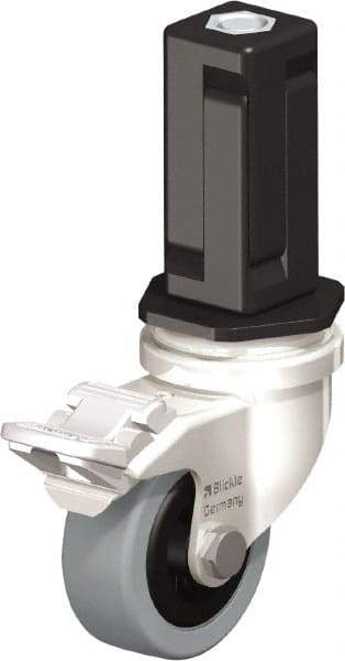 Blickle - 2" Diam x 45/64" Wide x 2-13/16" OAH Stem Mount Swivel Caster with Brake - Solid Rubber, 88 Lb Capacity, Plain Bore Bearing, Square Stem - Apex Tool & Supply