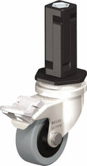 Blickle - 2" Diam x 45/64" Wide x 2-13/16" OAH Stem Mount Swivel Caster with Brake - Solid Rubber, 88 Lb Capacity, Plain Bore Bearing, Square Stem - Apex Tool & Supply