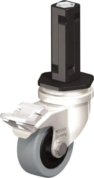 Blickle - 2" Diam x 45/64" Wide x 2-13/16" OAH Stem Mount Swivel Caster with Brake - Solid Rubber, 88 Lb Capacity, Plain Bore Bearing, Square Stem - Apex Tool & Supply