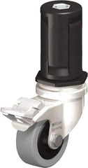 Blickle - 2" Diam x 45/64" Wide x 2-13/16" OAH Stem Mount Swivel Caster with Brake - Solid Rubber, 88 Lb Capacity, Plain Bore Bearing, Round Stem - Apex Tool & Supply