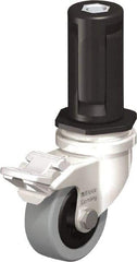 Blickle - 2" Diam x 45/64" Wide x 2-13/16" OAH Stem Mount Swivel Caster with Brake - Solid Rubber, 88 Lb Capacity, Plain Bore Bearing, Round Stem - Apex Tool & Supply