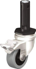 Blickle - 2" Diam x 45/64" Wide x 2-13/16" OAH Stem Mount Swivel Caster with Brake - Solid Rubber, 88 Lb Capacity, Plain Bore Bearing, Round Stem - Apex Tool & Supply