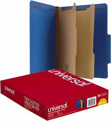 UNIVERSAL - 8-1/2 x 11", Letter Size, Cobalt Blue, Classification Folders with Top Tab Fastener - 25 Point Stock, Right of Center Tab Cut Location - Apex Tool & Supply