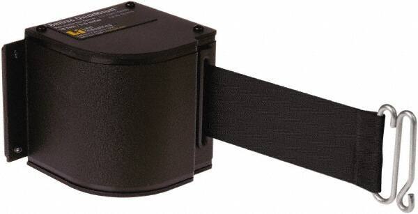 Lavi Industries - 3-1/2" High x 3-1/4" Long x 3-1/4" Wide Retractable Barrier Belt - Aluminum, Powdercoat Finish, Black, Use with Upright - Apex Tool & Supply
