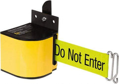 Lavi Industries - 3-1/2" High x 3-1/4" Long x 3-1/4" Wide Retractable Barrier Belt - Aluminum, Powdercoat Finish, Yellow, Use with Upright - Apex Tool & Supply