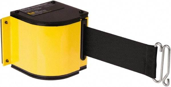 Lavi Industries - 3-1/2" High x 3-1/4" Long x 3-1/4" Wide Retractable Barrier Belt - Aluminum, Powdercoat Finish, Yellow, Use with Upright - Apex Tool & Supply