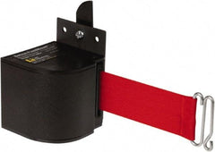 Lavi Industries - 3-1/2" High x 3-1/4" Long x 3-1/4" Wide Retractable Barrier Belt - Aluminum, Powdercoat Finish, Black, Use with Upright - Apex Tool & Supply