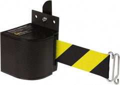 Lavi Industries - 3-1/2" High x 3-1/4" Long x 3-1/4" Wide Retractable Barrier Belt - Aluminum, Powdercoat Finish, Black, Use with Upright - Apex Tool & Supply