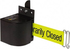 Lavi Industries - 3-1/2" High x 3-1/4" Long x 3-1/4" Wide Retractable Barrier Belt - Aluminum, Powdercoat Finish, Black, Use with Upright - Apex Tool & Supply