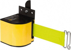 Lavi Industries - 3-1/2" High x 3-1/4" Long x 3-1/4" Wide Retractable Barrier Belt - Aluminum, Powdercoat Finish, Yellow, Use with Upright - Apex Tool & Supply