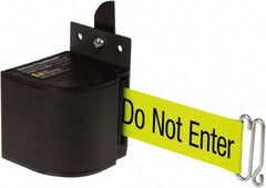 Lavi Industries - 3-1/2" High x 3-1/4" Long x 3-1/4" Wide Retractable Barrier Belt - Aluminum, Powdercoat Finish, Black, Use with Upright - Apex Tool & Supply