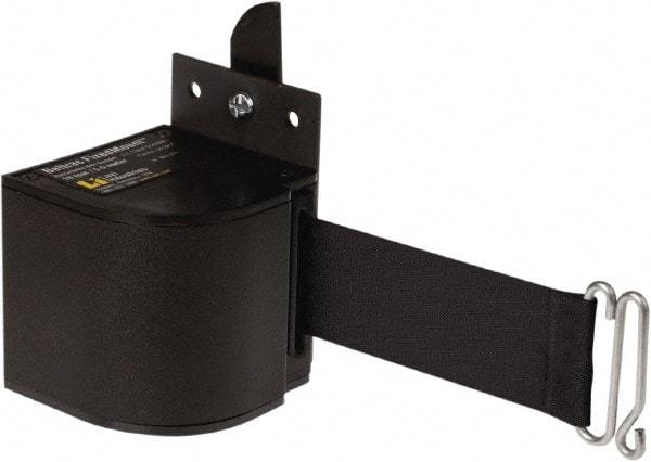 Lavi Industries - 3-1/2" High x 3-1/4" Long x 3-1/4" Wide Retractable Barrier Belt - Aluminum, Powdercoat Finish, Black, Use with Upright - Apex Tool & Supply