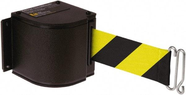 Lavi Industries - 3-1/2" High x 3-1/4" Long x 3-1/4" Wide Retractable Barrier Belt - Aluminum, Powdercoat Finish, Black, Use with Upright - Apex Tool & Supply